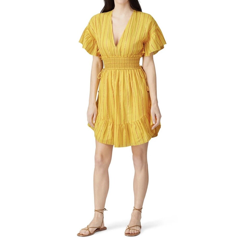 SAYLOR Adrianne‎ Ruffle Sleeve Lightweight Yellow Mini Dress SIZE SMALL